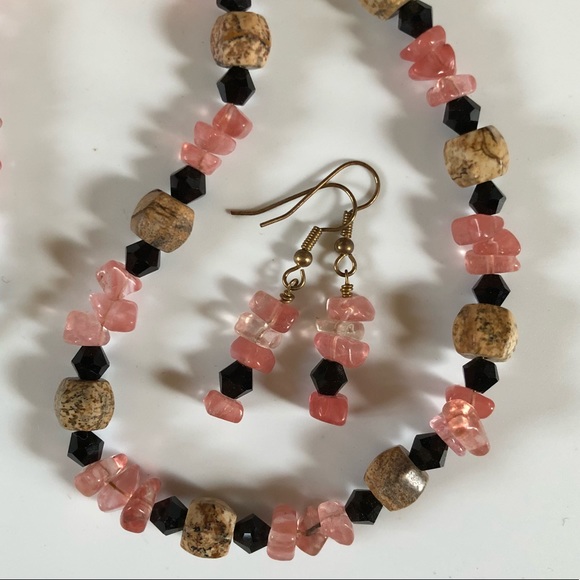 SOLD Jewelry Set-Necklace & Earrings-Cherry Quartz - Picture 7 of 7